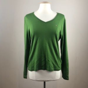 Tommy Hilfiger V-neck lightweight green sweater. Women’s size XL. Like new
